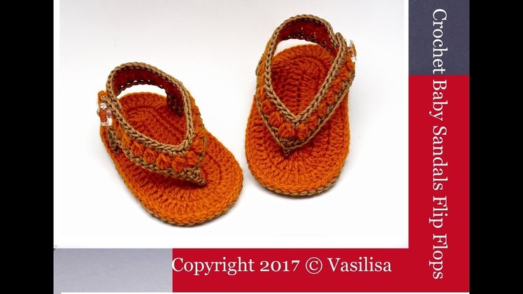 DIY Crochet Baby Sandals Flip Flops.Vasilisa