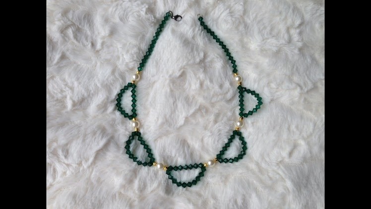 Diy easy emerald swarovski bicone necklace | How to make necklace