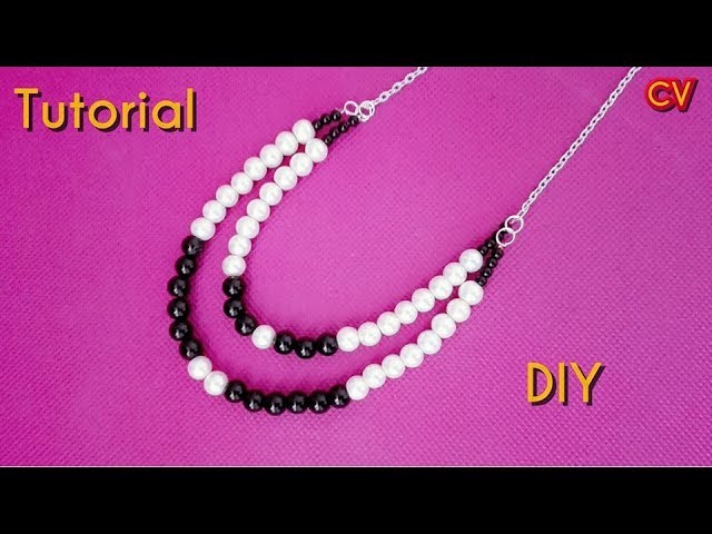 DIY. How to Make 2 Strand Beaded Necklace. Tutorial 1. Beginners