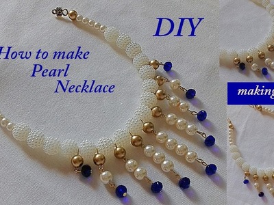 DIY || how to make bridal  pearl necklace || designer pearl necklace || handmade tutorial