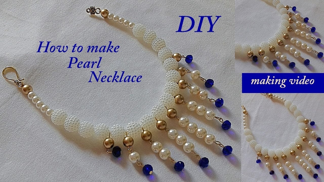 DIY || how to make bridal pearl necklace || designer pearl necklace ...