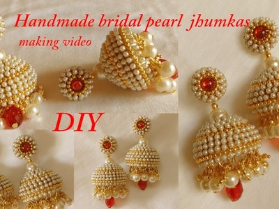 DIY || how to make designer silk thread bridal jhumka earrings at home || handmade tutorial