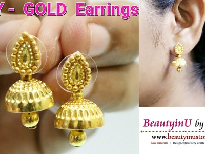 DIY. How to Make Gold Earrings in 2 Minutes at Home. Tutorial