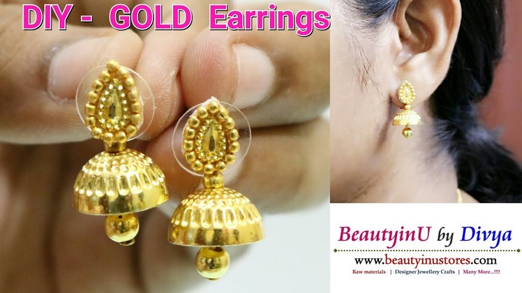 DIY. How to Make Gold Earrings in 2 Minutes at Home. Tutorial