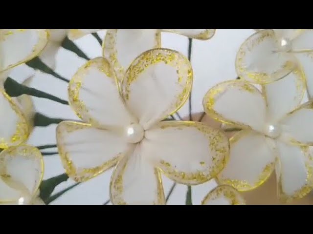 DIY How to make simple and easy flowers with stocking cloth - Tutorial
