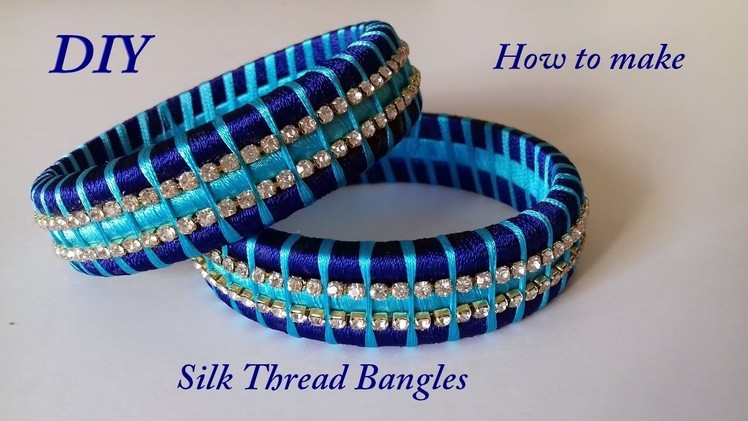 DIY || how to make two colour silk thread designer bangles at home || handmade tutorial