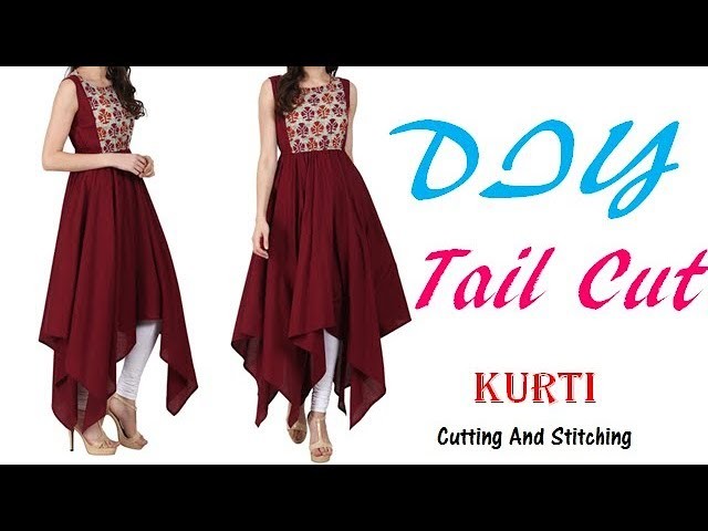DIY Tail Cut Kurti\Asymmectric Kurti Cutting And Stitching full Tutorial by PN'z World