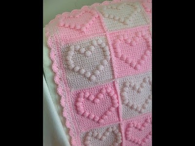 DIY tutorial - bobble stitch heart square - crochet - bubble heart square - Tamil