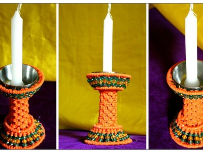 DIY Tutorial of Macrame Candle Stand| Candle Stand|How to make handmade Candle holder step by step|