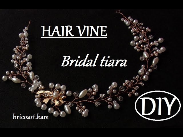 DIY tutorial Rose gold Hair Vine with Brooch Bridal Headpiece Wedding Hair Vine Tiara