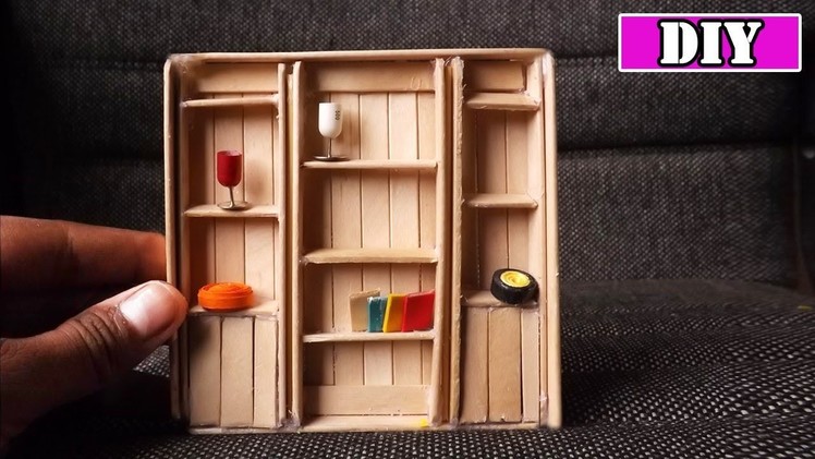 Dollhouse Miniature Furniture | DIY Bookcase | Popsicle Stick Craft