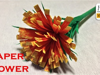Easy way to make paper flower step by step| diy origami crepe paper flower making tutorials