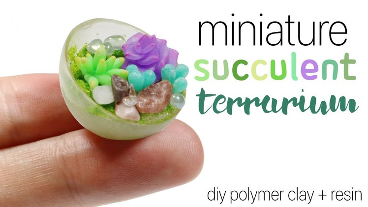 How to DIY Miniature Succulent Terrarium Polymer Clay.Resin Tutorial