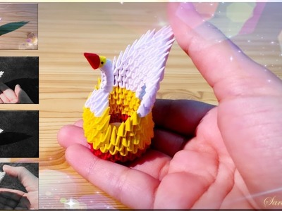 How to make 3d origami small swan 2 tutorial. DIY paper small swan