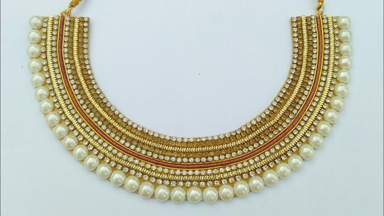 How To Make Bridal Necklace. Designer Pearls  Necklace. DIY. Chokar. Home Made Tutorial