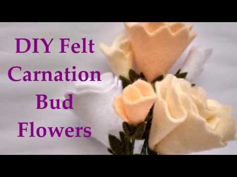 How To Make Felt Carnation Bud Flowers Tutorial - DIY Cara Membuat Bunga Flanel