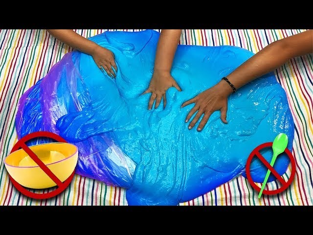 How to make Giant Fluffy Slime in a Bag! DIY GIANT SIZED SLIME without a bowl