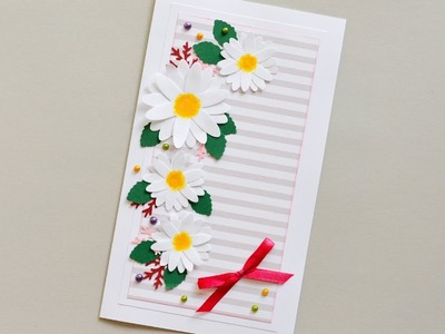 How to make : Greeting Card Daisies | Kartka Okolicznościowa Stokrotki - Mishellka #232 DIY