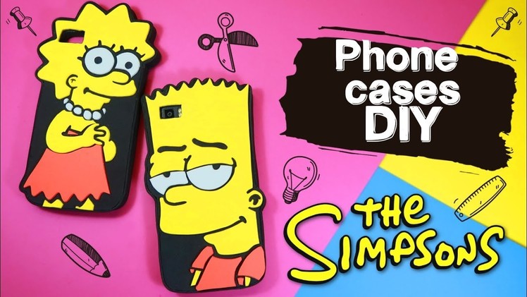 How to make PHONE CASES. Bart and Lisa Simpson DIY