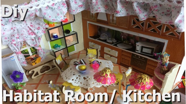 Mini DIY DollHouse Cute Miniature Kit.Habitat room.kitchen