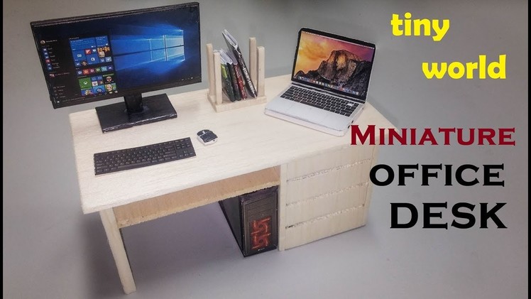 Miniature - How to Make Tini Office Desk Using Popsicle Sticks - Craft For Kid
