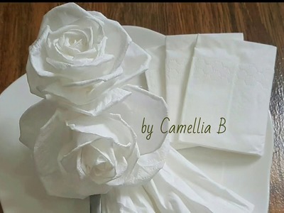 Paper flower tutorial: Tissue rose from handkerchiefs tissues- Hoa hồng từ khăn giấy lụa-