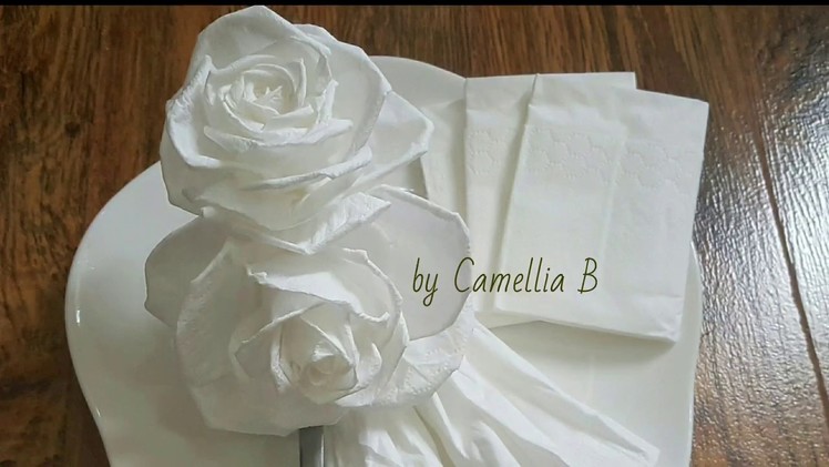 Paper flower tutorial: Tissue rose from handkerchiefs tissues- Hoa hồng từ khăn giấy lụa-