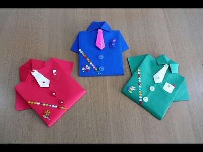 Shirt Greeting Card for Birthday,Father's day.DIY. How to Make Shirt ,Tie & Pocket (Tutorial)