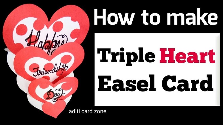 Triple heart easel card tutorial | Handmade card ideas| 3d card for teacher's day | Diy card |