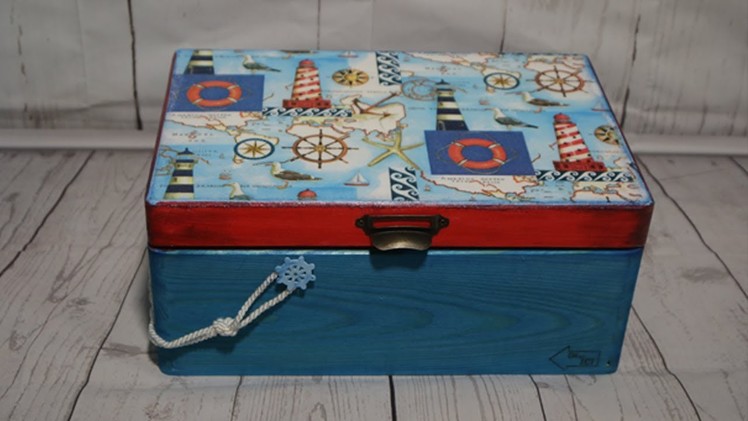 #28. SEA BOX. MORSKA SKRZYNKA . TUTORIAL DIY. DECOUPAGE
