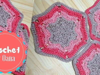 Crochet hexagon motif. star motif. coaster. mat by Oana