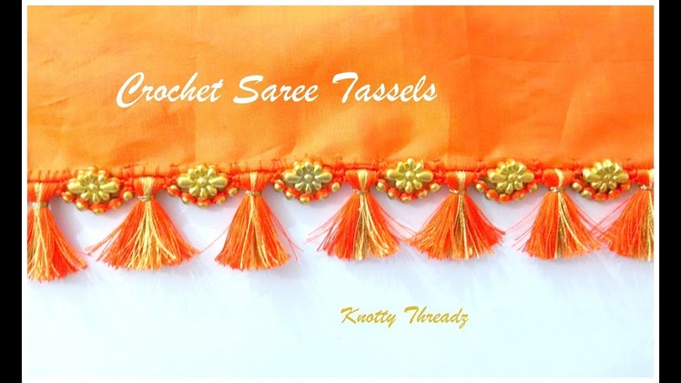 Crochet Saree Tassels Tutorial with Double Colour Kuchu | Easy Beaded Design | www.knottythreadz.com