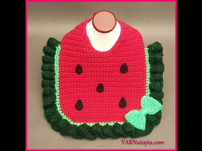 Crochet Tutorial: Watermelon Baby Bib