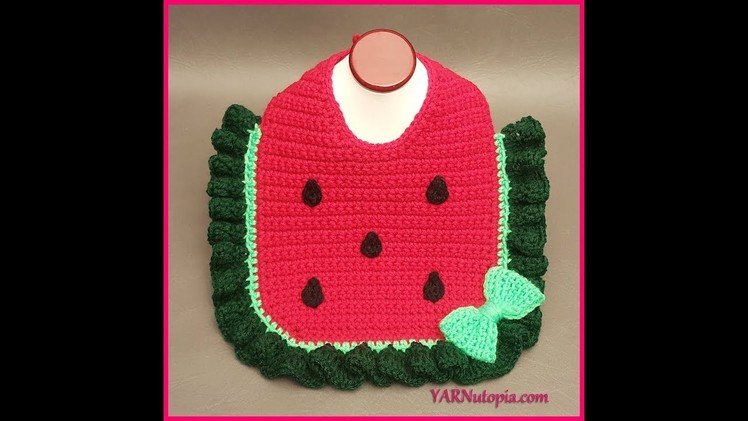 Crochet Tutorial: Watermelon Baby Bib