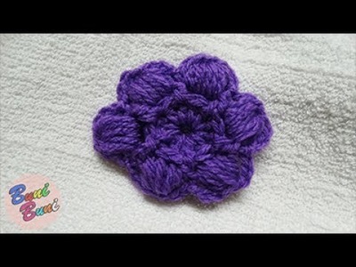 CROSETAT - Floare cu 6 petale puff-puff(Crochet flower)
