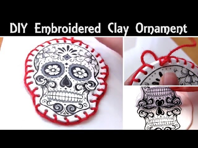 DIY Embroidered Clay Ornament | How To Transfer an Image onto Polymer Clay & Add a Blanket Stitch