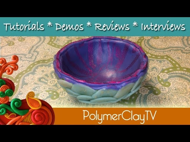 How to create a polymer clay trinket bowl with cane slices and mylar foils