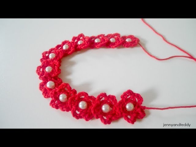 How to crochet beaded flower headband easy