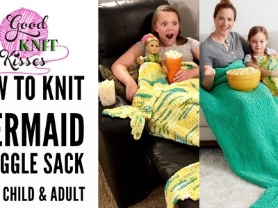 How to Knit Mermaid Snuggle Sack | Bernat Blanket (Baby, Child, & Adult)