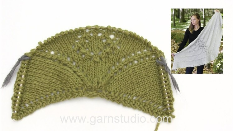 How to knit the shawl with lace pattern in DROPS 179-35