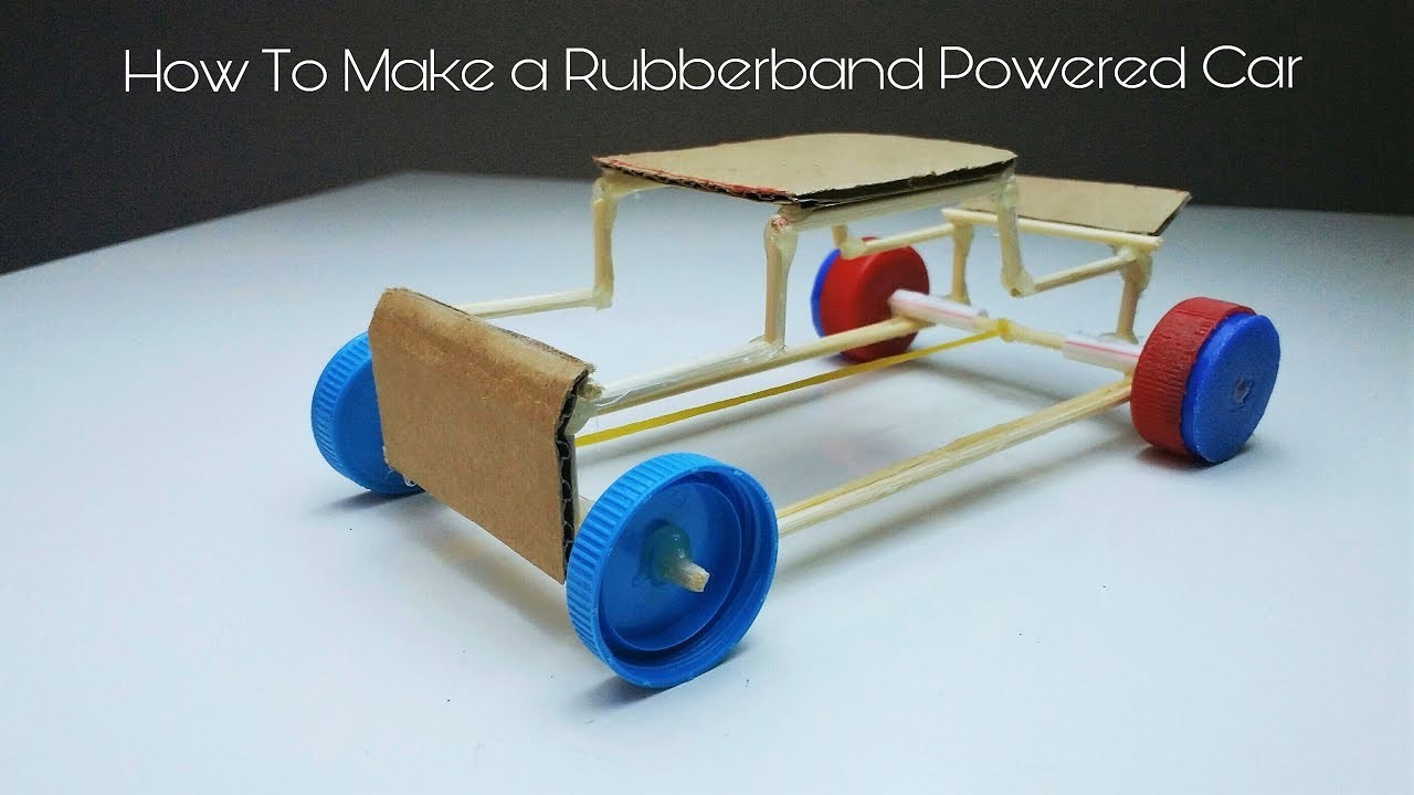 How To Make a Rubber Band powered Car_(Homemade Toy )
