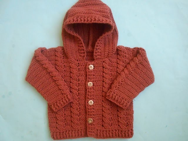 How to make Baby Crochet Cabled  Cardigan Sweater
