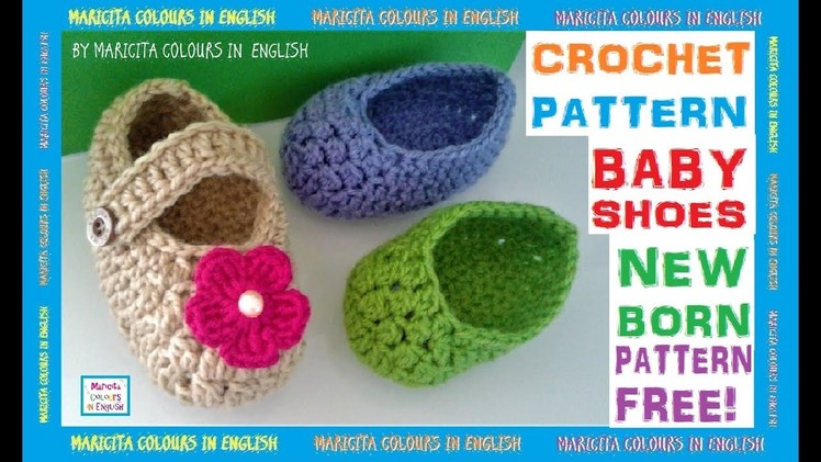 How to make Baby shoes "Abril"in Crochet new born by Maricita Colours in English