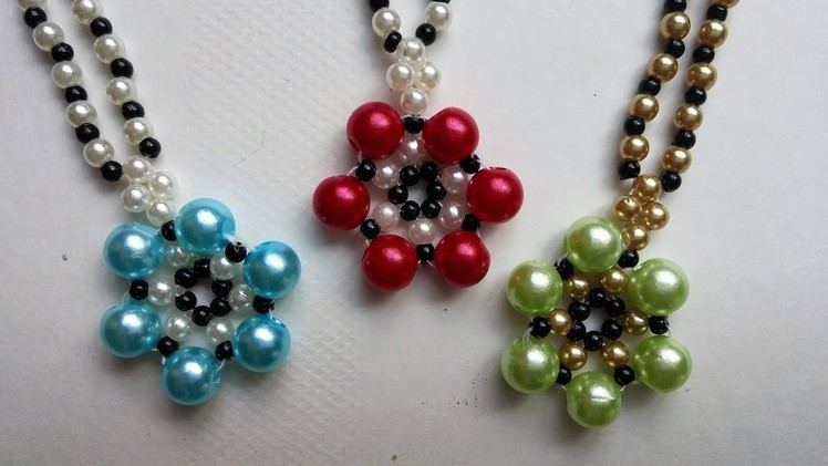 How to make beaded flower necklace. Easy jewelry pattern for beginners