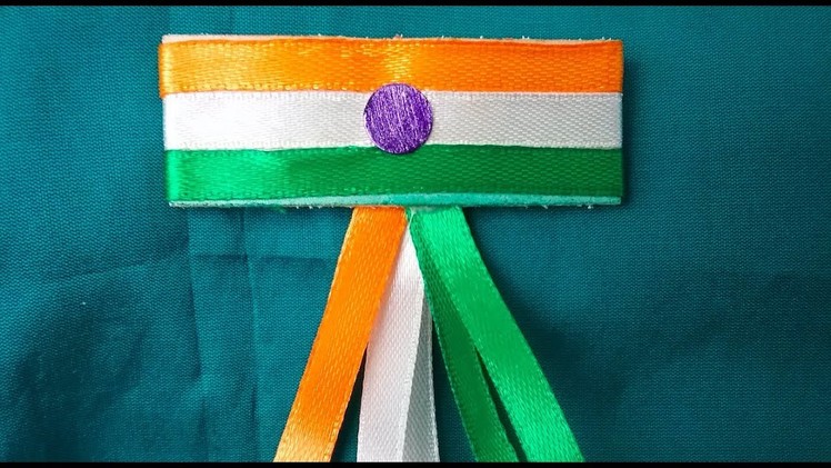 How to make Indian tri color badge easily at home with satin ribbon l DIY ,Indian flag making video