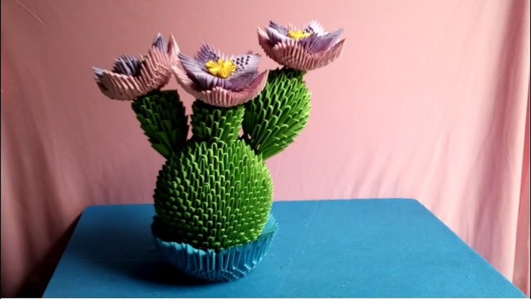 How to make origami 3d cactus - Làm cây xương rồng origami 3d