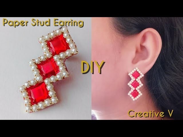 How to Make Paper Stud Earring. Tutorial.Design 5