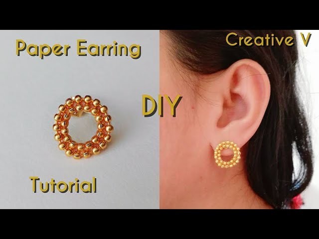 How to Make Paper Stud Earring. Tutorial.Design 4