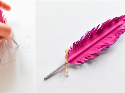 How to make : Pen Paper Feather | Długopis Papierowe Pióro - Mishellka #247 DIY