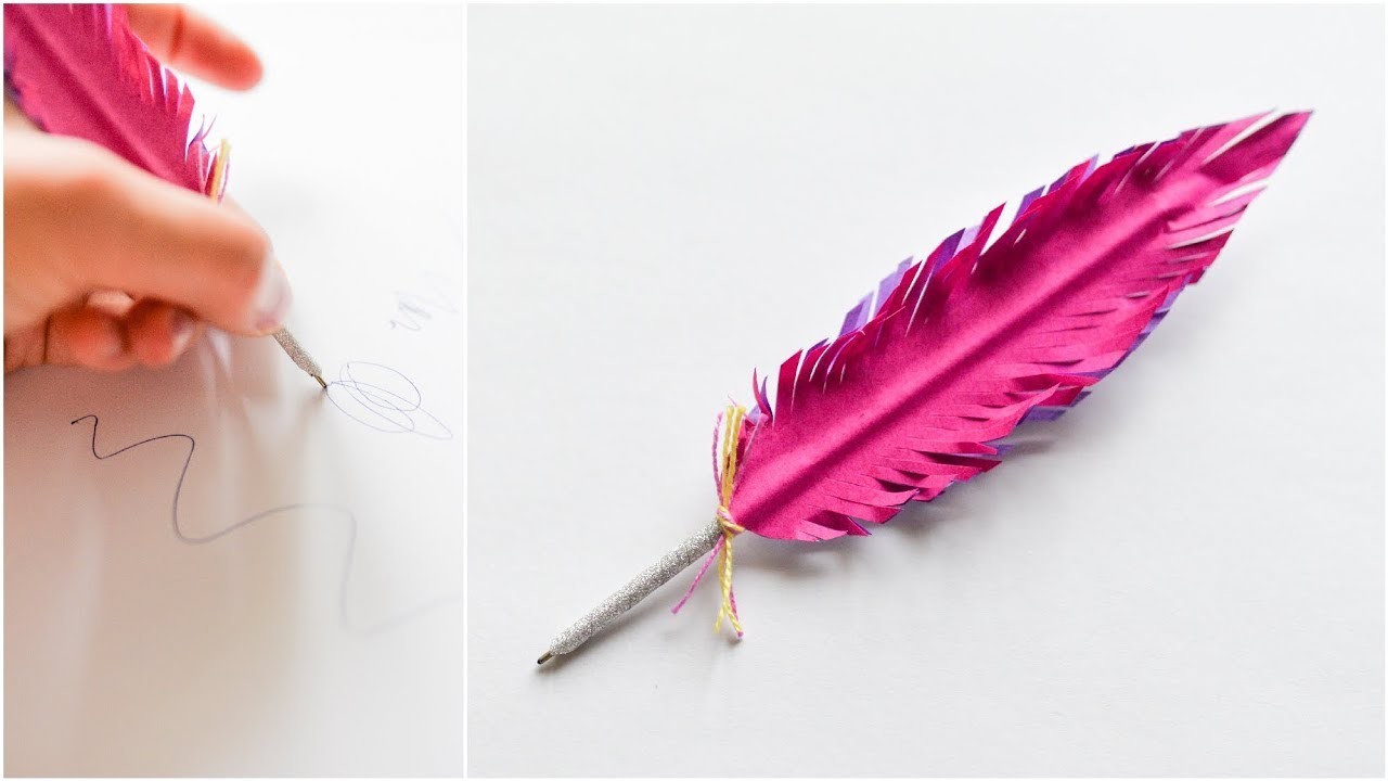 How to make : Pen Paper Feather, Długopis Papierowe Pióro - Mishellka ...